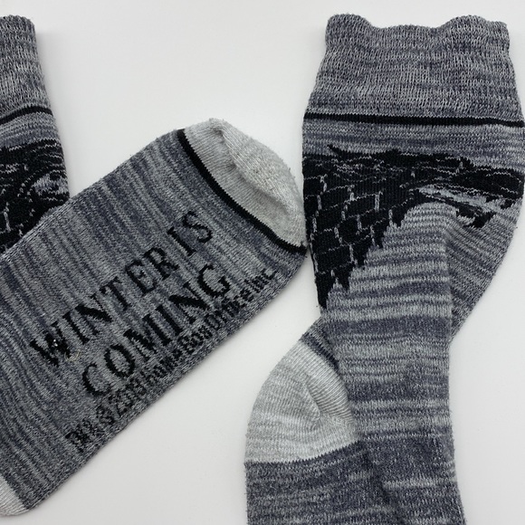 Game Of Thrones Gray & Black “Winter Is Coming” Unisex Socks NWOT - Picture 4 of 5